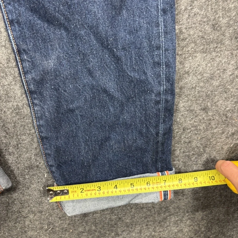 Jean Shop Bowie Slim Selvedge Jeans Men 32L Blue Button Fly White Oak Cone Denim